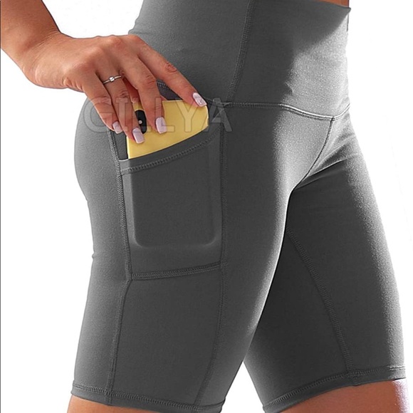 Amazon Pants - GILLYA Biker Shorts with Pockets Running Shorts High Waist Tummy Control NWOT